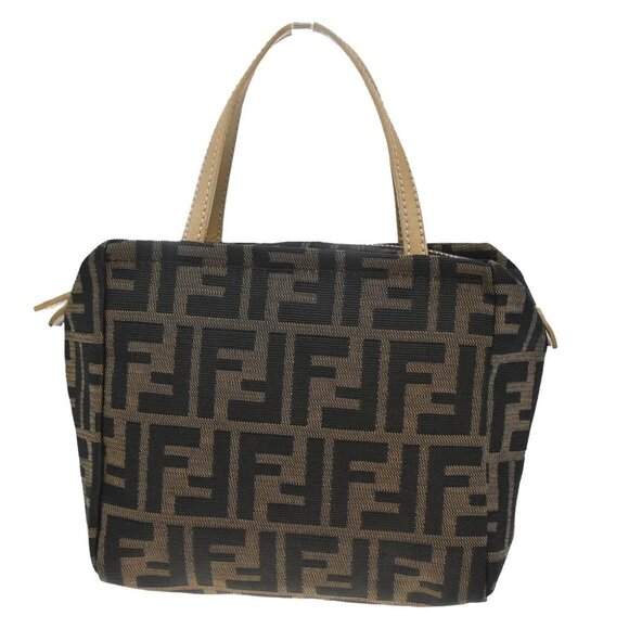 FENDI Logo Zucca Pattern Mini Hand Bag Canvas Leather Brown GHW Italy 83KB556 - Picture 1 of 13